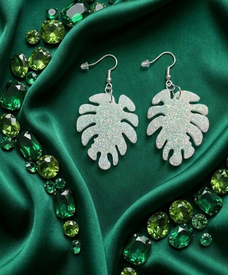 Monstera dangle earrings